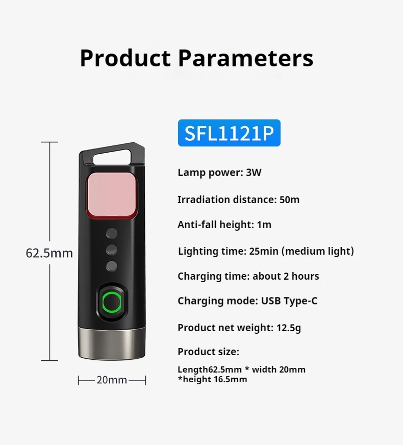 Philips new SFL1121P Portable rechargeable led lamp EDC flashlight can be used for camera inspection self defense