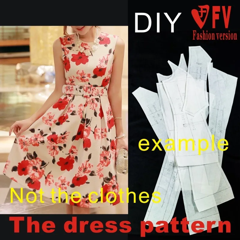 Dresses Sewing Pattern Template Cutting drawing Clothing DIY ((Not selling clothes)) BLQ-199