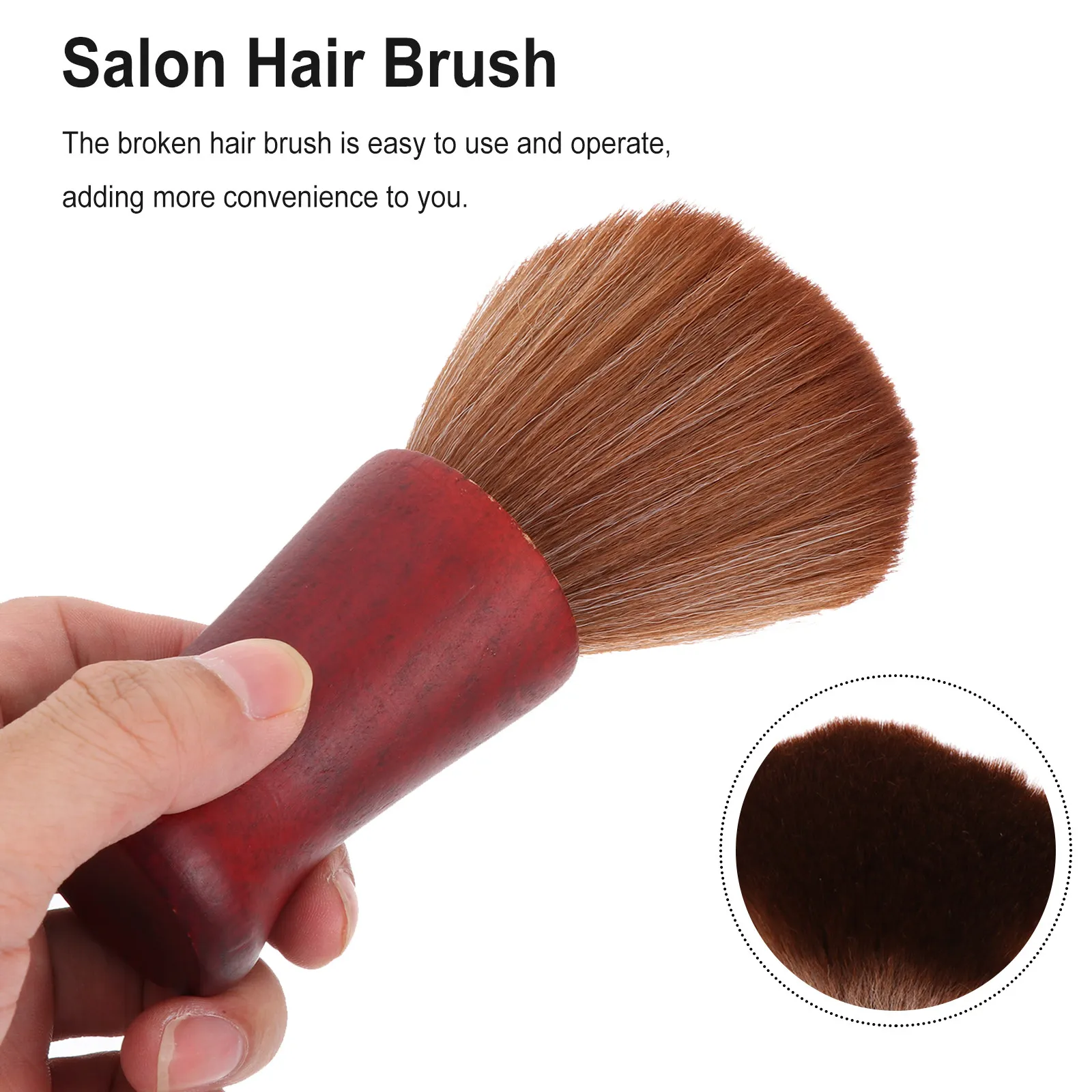 1개 고급 나무 손잡이 머리카락 제거 브러쉬 (목, 얼굴, 귀 청소용) 살롱, 이발소, 미용실, 헤어컷, 먼지 제거용