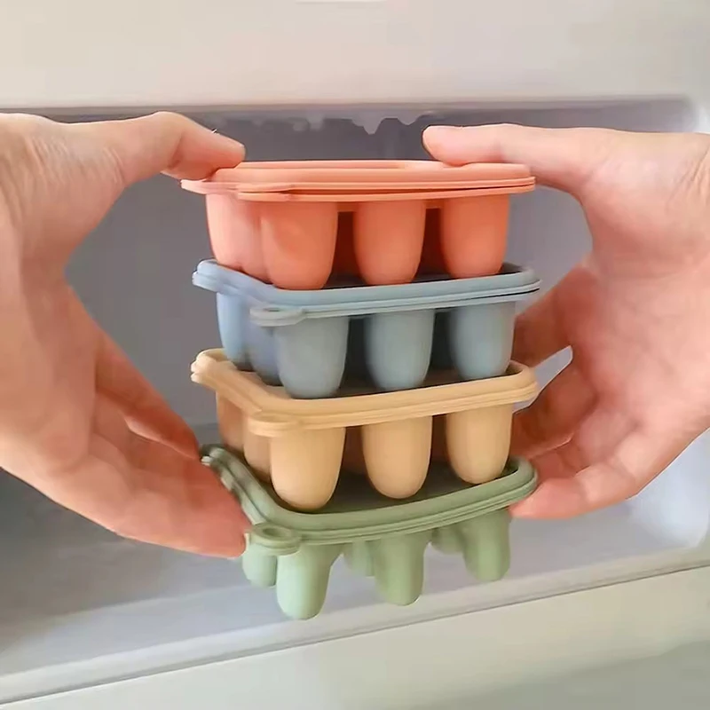 Silicone Baby Food Freezer Tray with Lid - Multi-Use Food Storage and Popsicle Molds