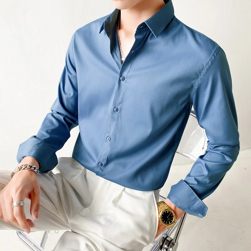 shirts for men Tailor-made Suits casual fashion slim fit business shirts men long sleeves korean style clothing S-XL