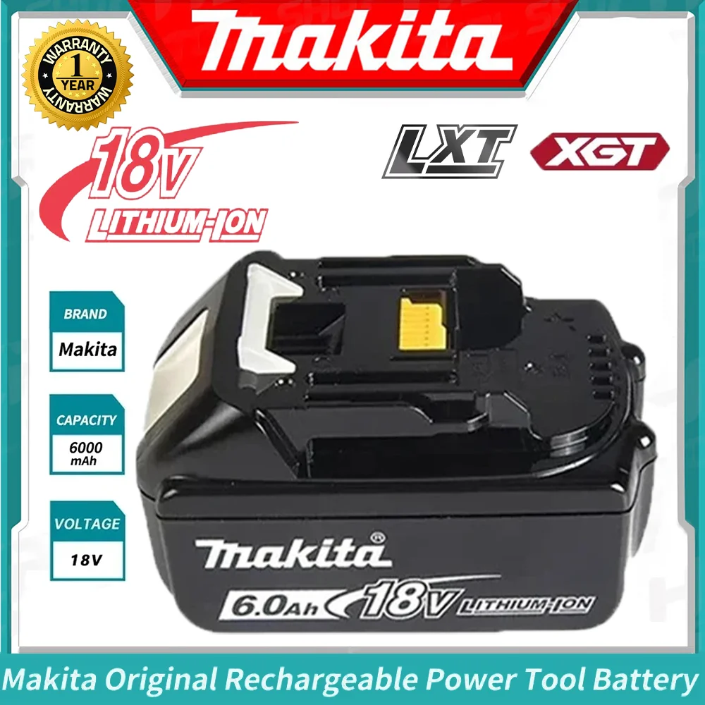 

Original Makita 18V 6A Rechargeable Power Tools Battery 18V makita with LED Li-ion Replacement LXT BL1860B BL1860 BL1850 Charger