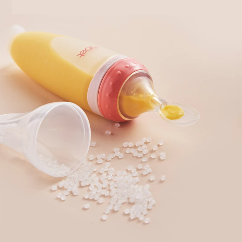 BBET BPA Free Silicone Feeding Spoon Toddlers Training Soft Tip Shape Baby Spoon Bottle Feeder