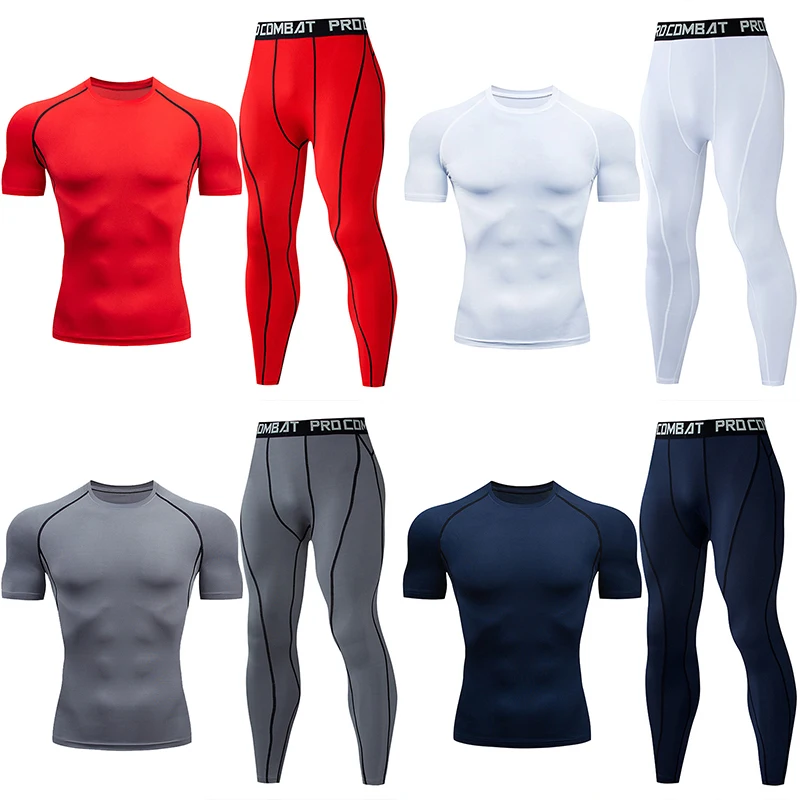 

Quick Dry Men's Sets Running Compression Sport Suits Basketball Tights Clothes Gym Fitness Jogging Sportswe