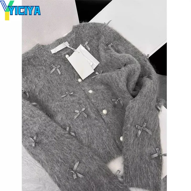 

YICIYA Women's Bow knot Cardigans design Sweaters Open Front Knit Outerwear winter Coat fashion sweater oversize 2024 Thickening