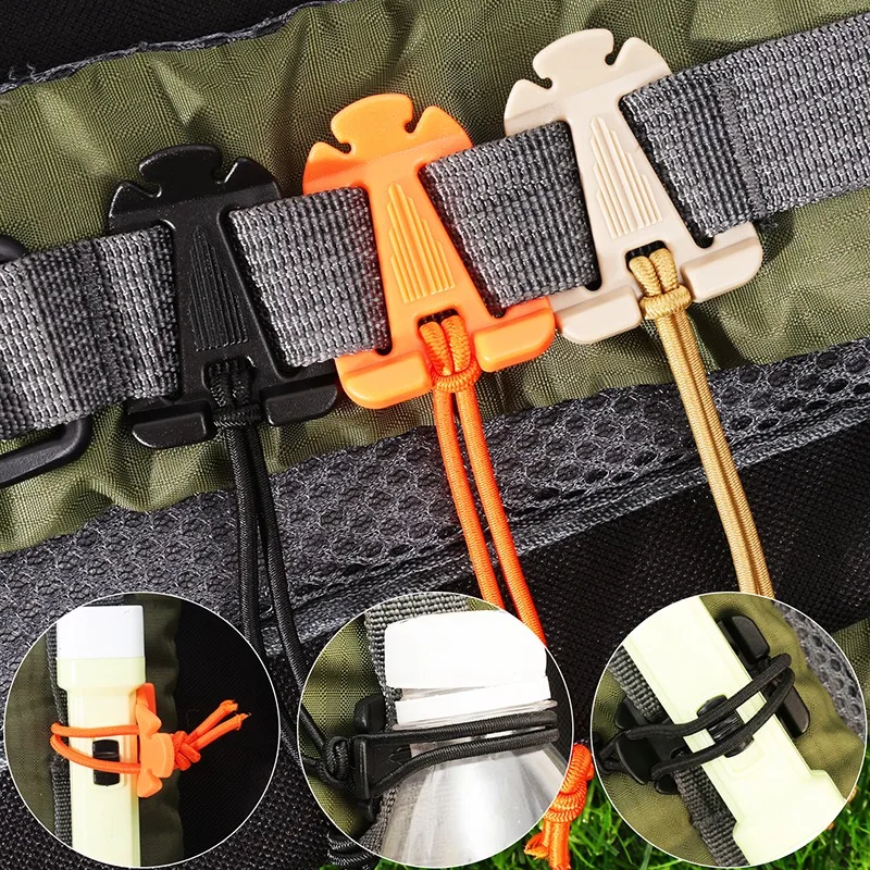 Backpack Buckle Clamp Carabiner Clips Nylon Camping Bag Hanger Hook Outdoor Camp Tube Strap Tactical Elastic Rope Ha