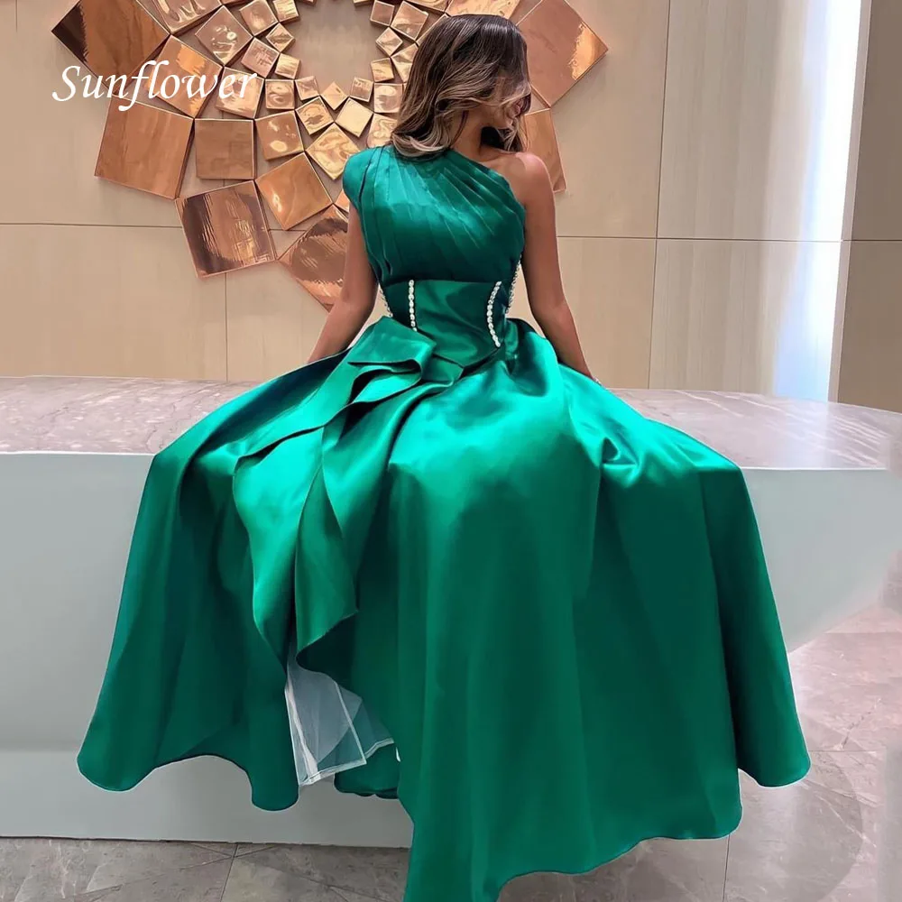 

Sunflower One-Shoulder A-LINE فساتين السهرة Elegant Satin Short Sleeve Party Prom Dress Prom dresses Formal vestidos de fies