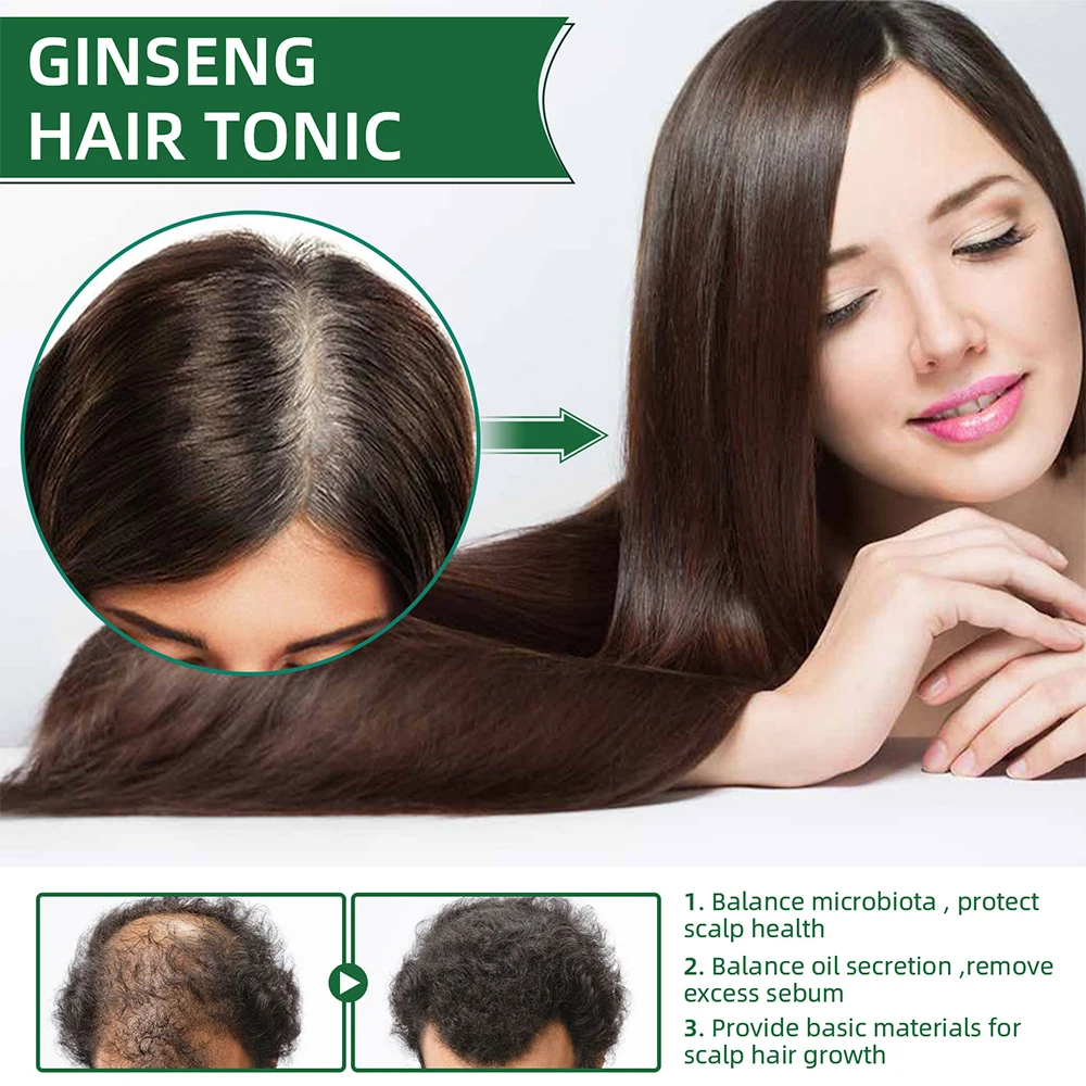 OUHOE Ginseng  Hair Growth Serum Oil With Biotin Essential Liquid Strengthen Hair Root Nourishes Hair Repairing Hair Growth images - 6