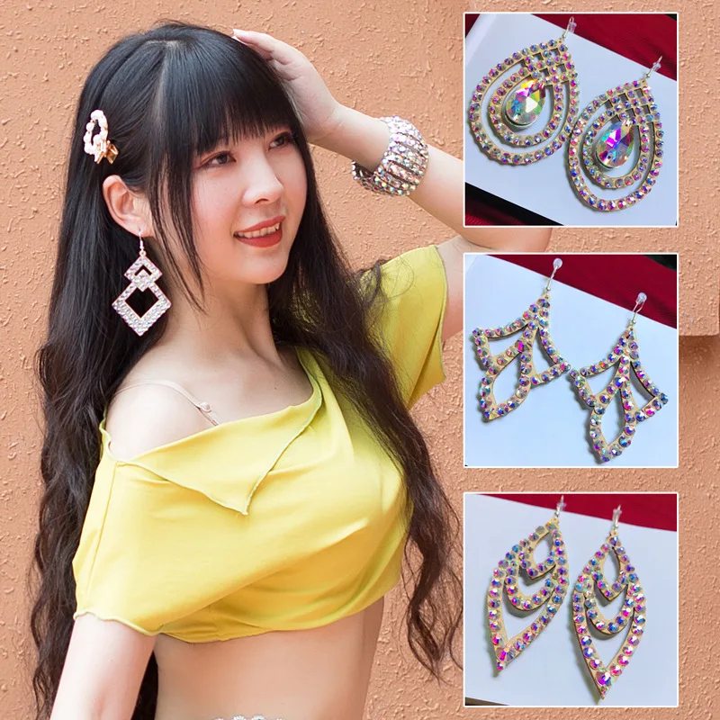 

1pair/lot woman belly dancing earring lady fashion rhinestone eardrop belly dancing accessories