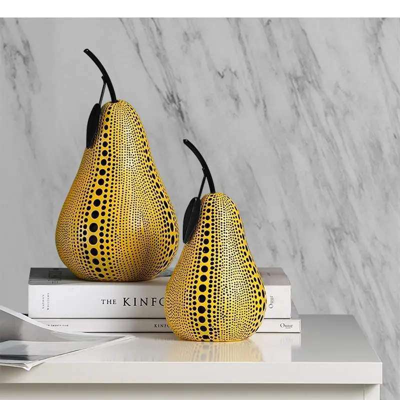 

Креативные поделки, украшения из смолы, имитация фруктов, желтого яблока, груши, Геометрические Волны, узор в горошек, современные украшения для дома