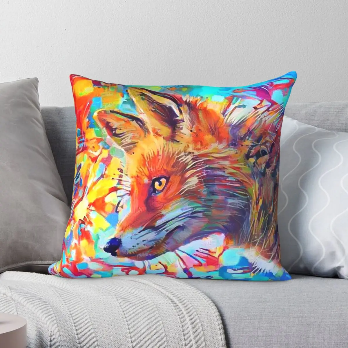 

Sly As A Square Pillowcase Polyester Linen Velvet Creative Zip Decor Home Cushion Cover Wholesale 18"