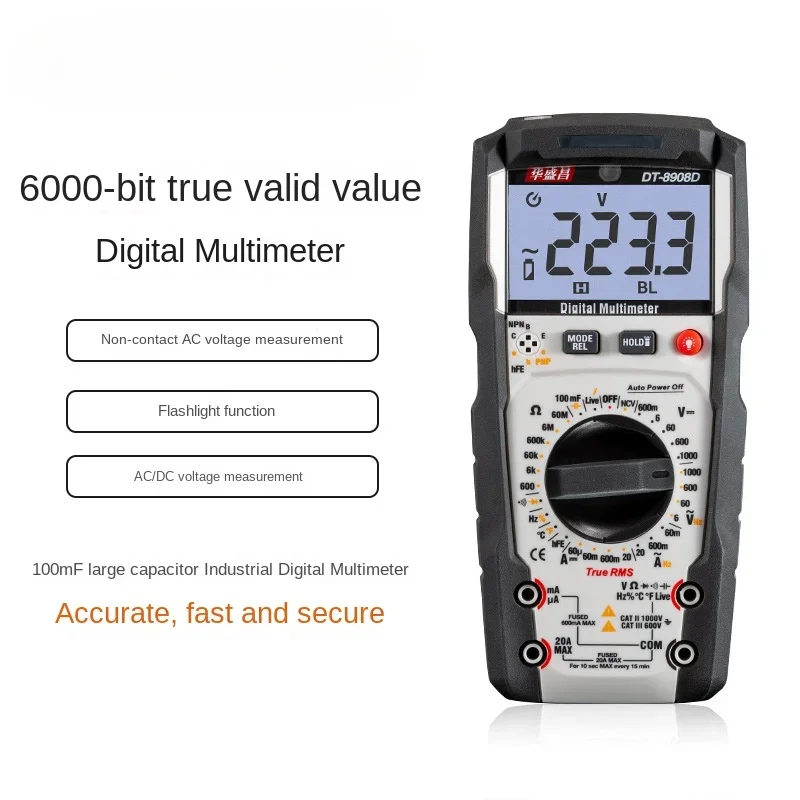 

DT-8908D Multi Functional Digital Multimeter High-precision Portable Manual Range Anti Burning Multi Energy Meter