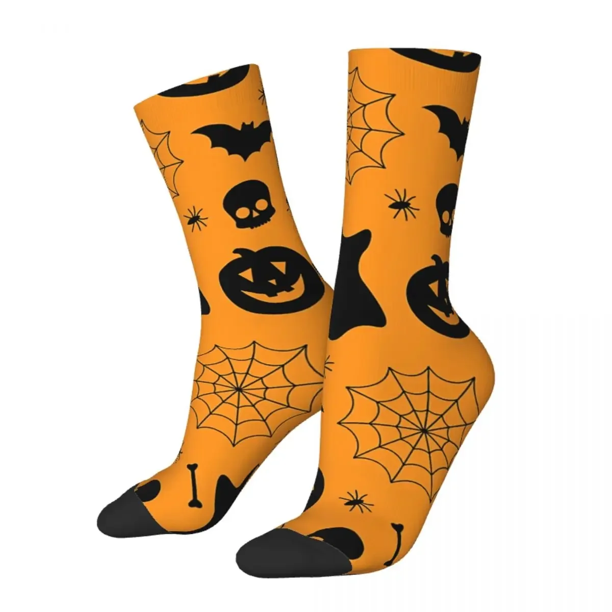 

Funny Crazy Sock for Men Pumpkin Ghost Hip Hop Harajuku Halloween Seamless Pattern Printed Boys Crew Sock Casual Gift