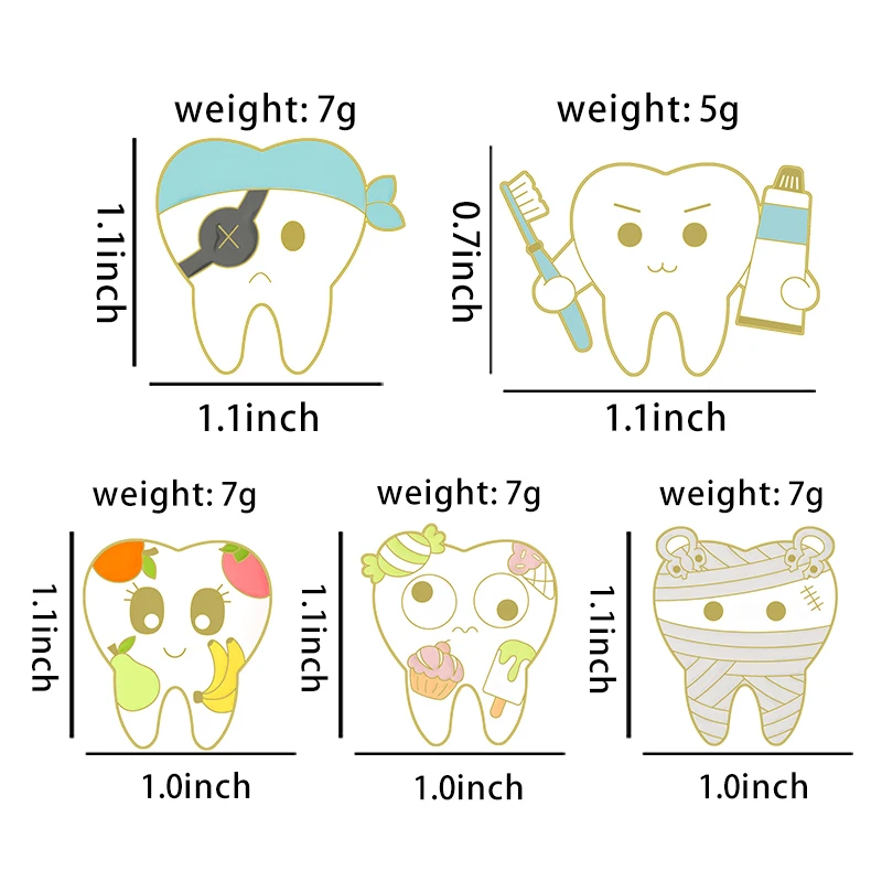 Lustige Zahn Cartoon Pins zahnbürste Schützen Zähne Emaille Pins Rucksack Kleidung Zubehör Schmuck Revers Abzeichen für Zahnklinik – Detail 3
