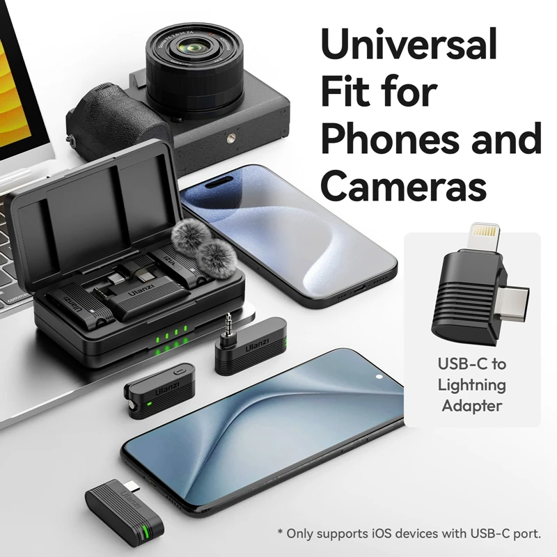 Ulanzi A100 Wireless Lavalier Microphone for Smartphones Cameras