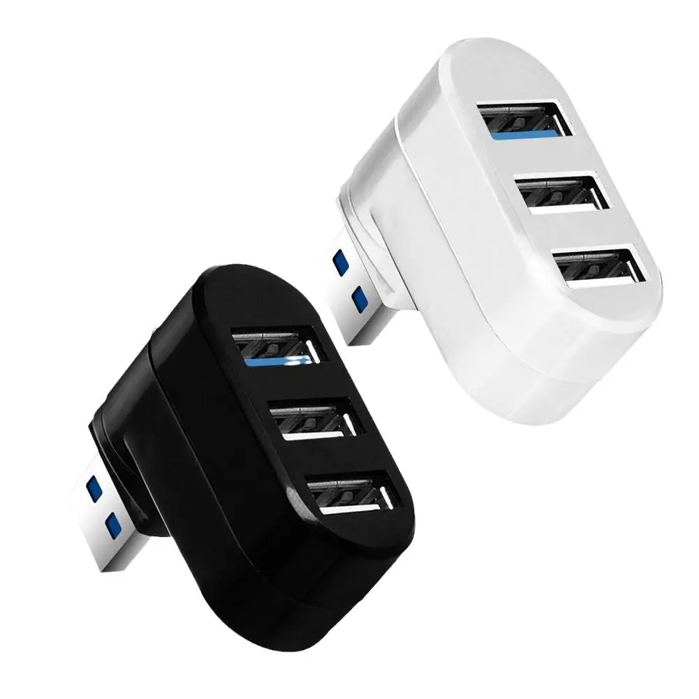 180 회전 USB 허브 3.0 어댑터 고속 U 디스크 리더 분배기, 3 포트 USB 2.0 컴퓨터 PC 노트북 용