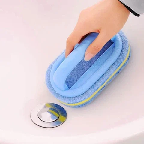 

Cleaning Kitchen Bathroom Toilet Glass Wall with Plastic Handle Bath Brush Sponge Bottom
