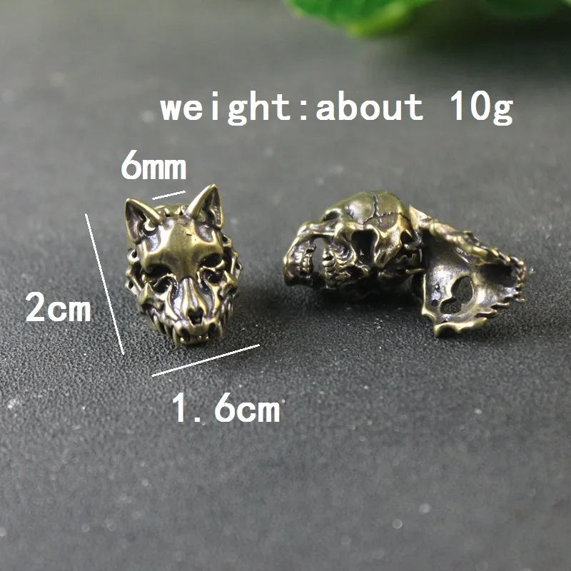Description Picture 5 of itemOpenable Wolf Face Mask Skeleton Head Brass Knife Beads Outdoor EDC DIY Paracord Woven Lanyard Pendants Accessories Punk Charms
