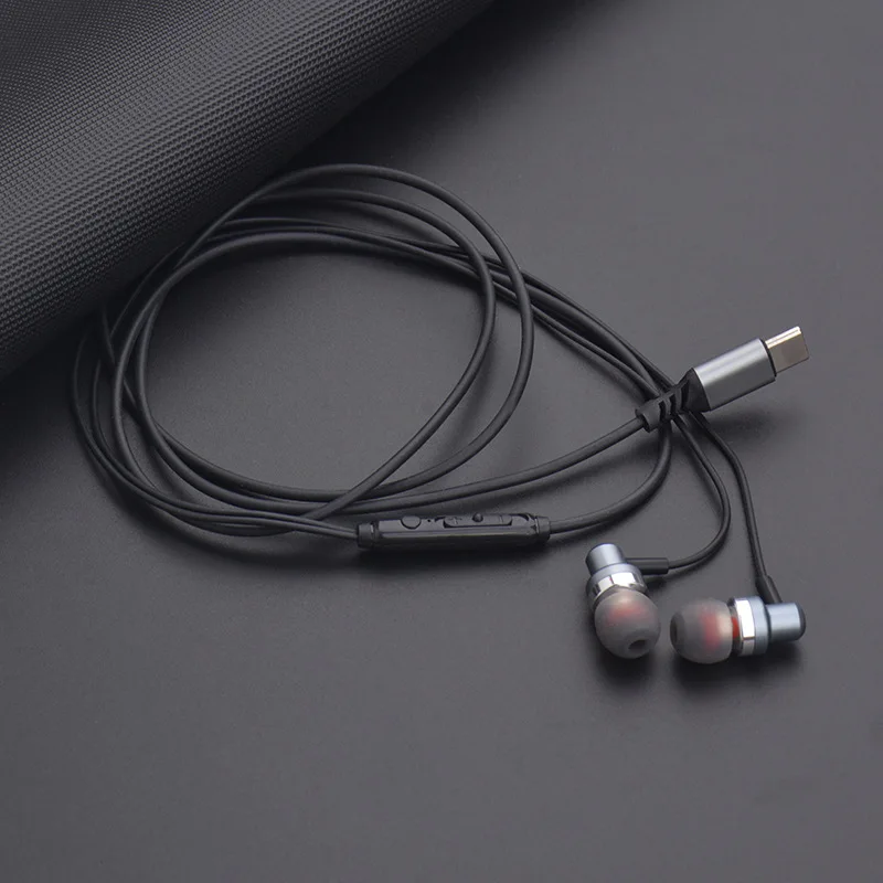 Metal stereo tuning digital decoding Type-C wired headphones for Huawei Samsung C flat port in-ear 3
