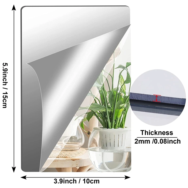 Flexible Mirror Sheets Self Adhesive Removable Non Glass Mirror Tiles  Mirror Stickers Decals for Home Room