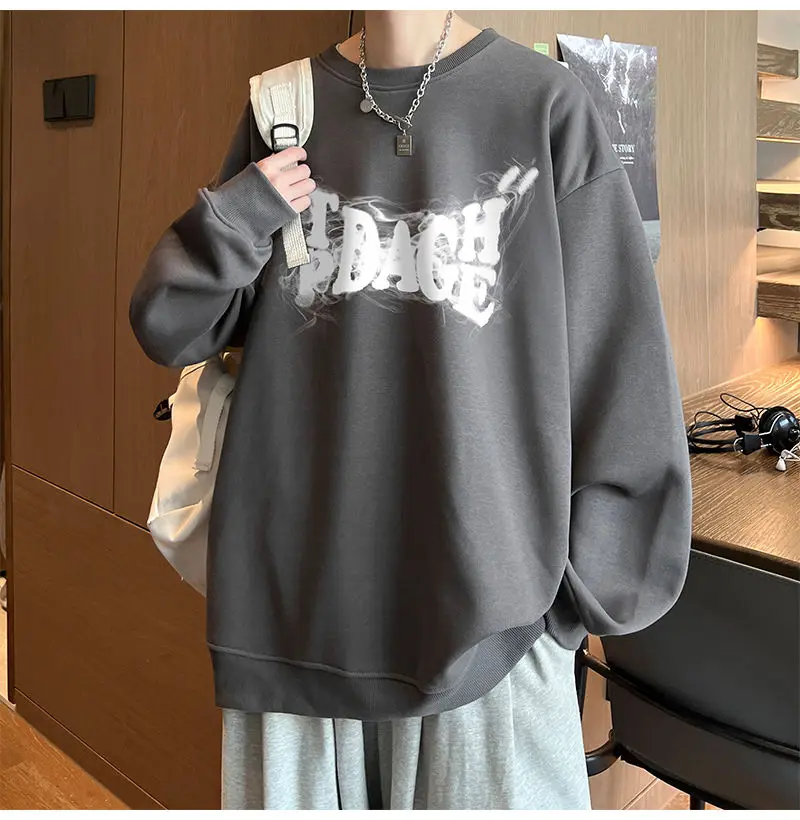 Pullover Letter Print Hoodies Women Men Harajuku Grunge Graphic Sweatshirts Loose Casual O-Neck All-Match Pullover Tops