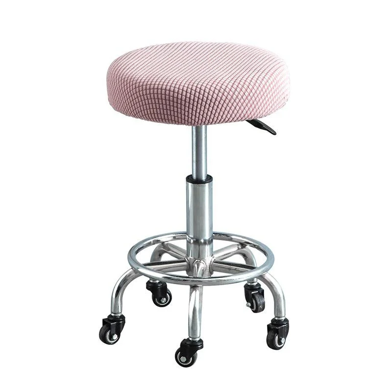 Polar Fleece Round Bar Stool Slipcover - Removable, Washable Solid Seat Protector