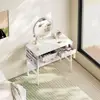 Small Makeup Vanity Desk with Shelves and Drawers Versatile Storage Organizer Compact Wood Dressing Table Bedroom and Office 3
