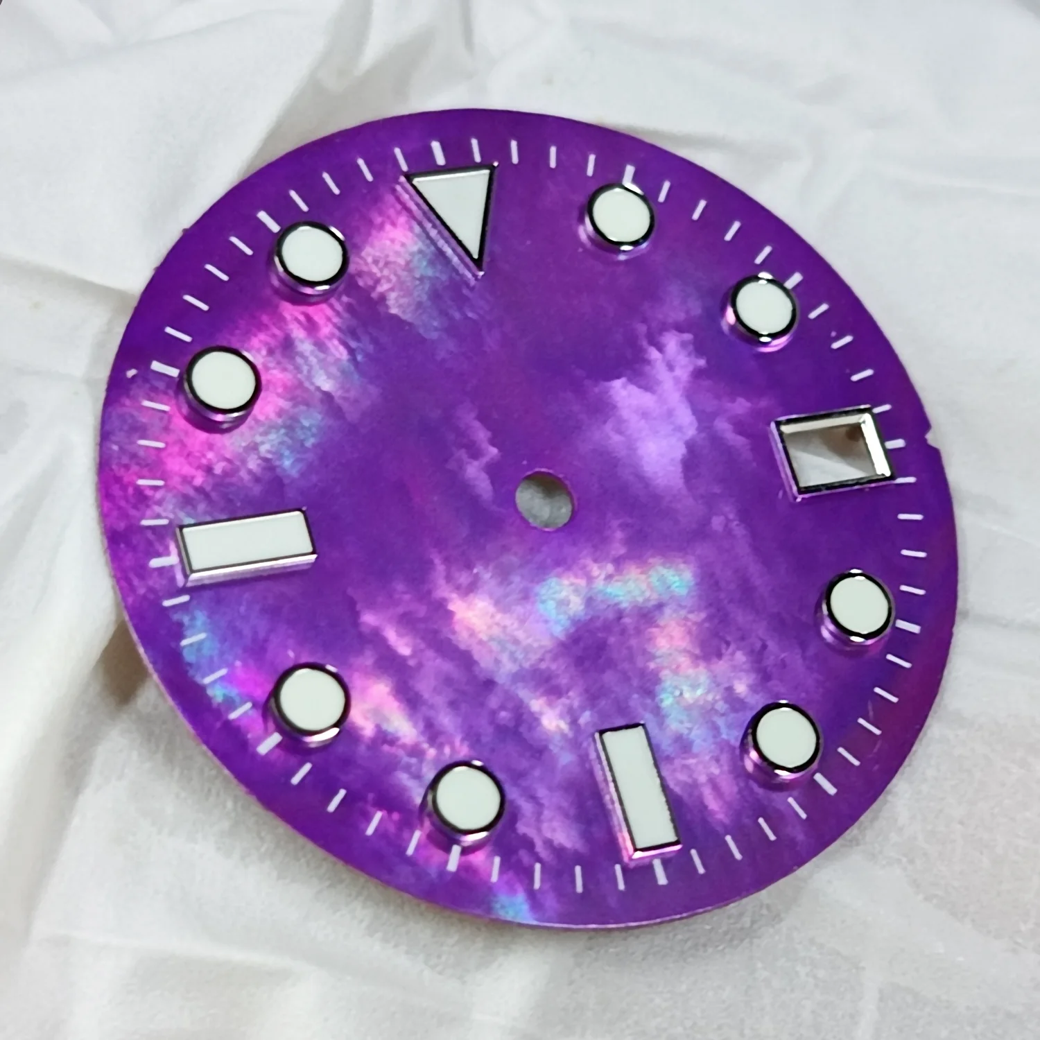 Elegant Luminous Green Shellac Watch Face Accessory with Customizable Logo
