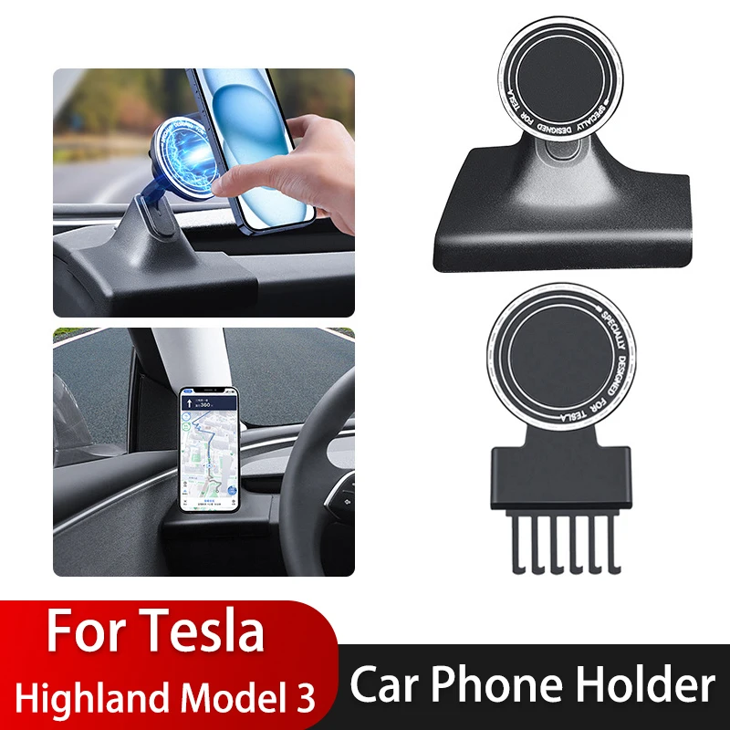 For Tesla Model 3 Highland Car Phone Holder Control Navigation Screen Side Mount Magnetic Holder For Magsafe Car Accessories