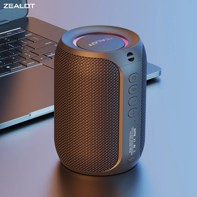 ZEALOT S32PRO Mini Bluetooth Speaker Portable Wireless Column HIFI Stereo Waterproof Sound Box 15W Wireless Speaker for Outdoor