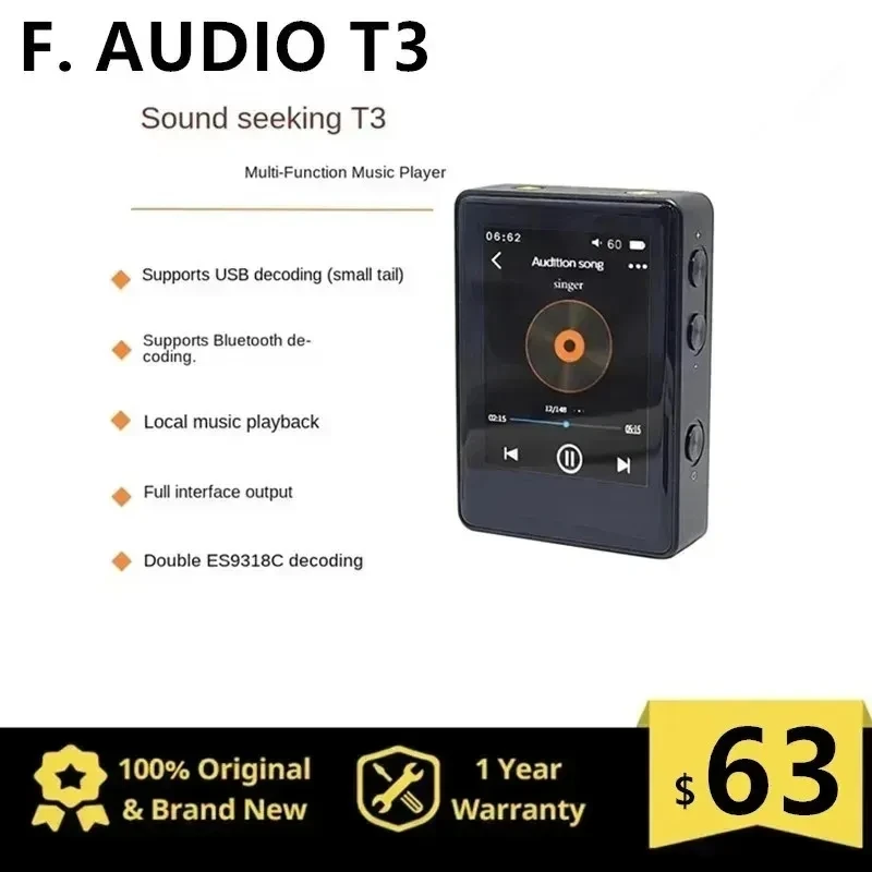 F.AUDIO T3 하이파이 PCM 블루투스 듀얼 터치 스크린, 밸런스 출력 플레이어, MP3 USB 디코더, 32 비트, 768KHz, DSD256 Best Top5 F.AUDIO T3 하이파이 PCM 블루투스 듀얼 터치 스크린, 밸런스 출력 플레이어, MP3 USB 디코더, 32 비트, 768KHz, DSD256 Best Top5