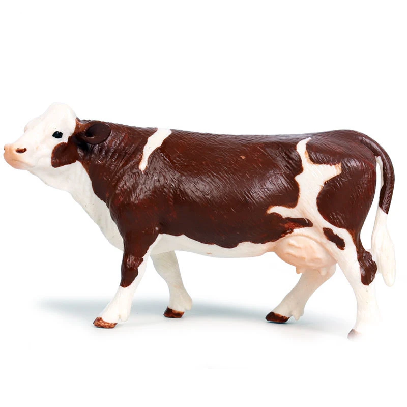 

Simulation children's wild animal model set solid cow simmental cow model toy in poultry farm