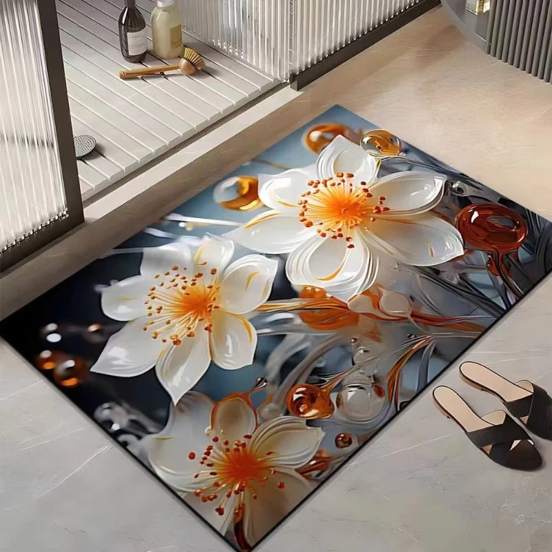 

3D Flowers Floor Mats Diatomite Non-slip Quick-drying Bathroom Rug Home Room Decor Carpet for Bedroom Doormat Luxury Foot Mat