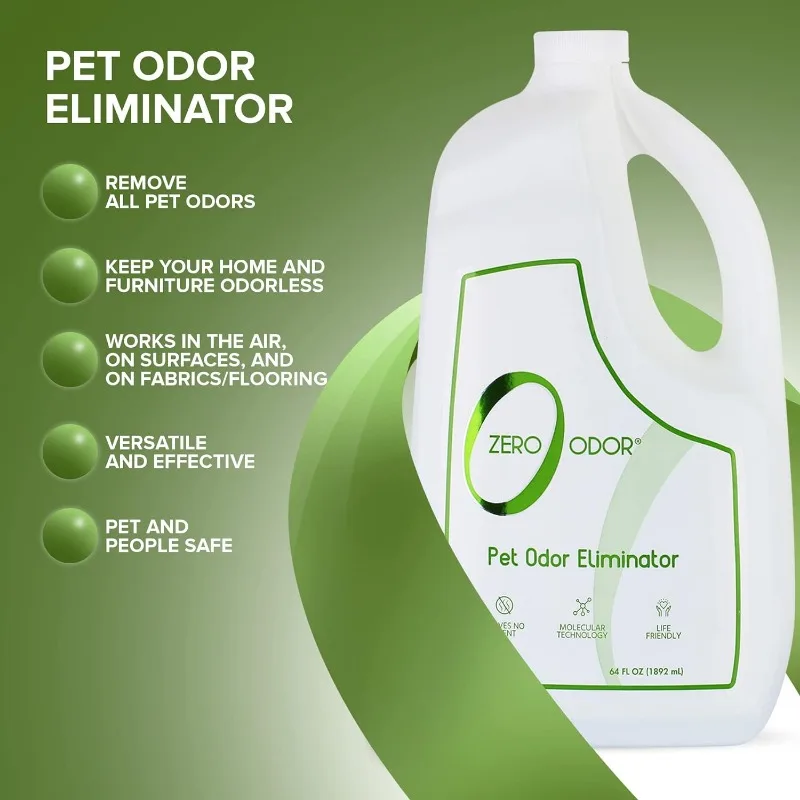 Zero Odor-Pet Odor Eliminator-Air & Surface &ndash; Best For Carpet, Furniture, Pet Bed Smell Great Again, 64oz Refill