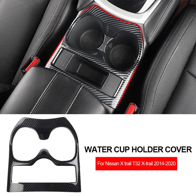 Car Water Cup Holder Cover Frame Panel Trim ABS Carbon Fiber for