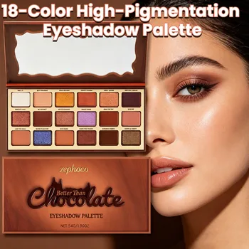 Chocolate Eyeshadow Palette 18-Color Richly Pigmented Matte Shimmer Nude Neutral Warm Cocoa Brown Eye Makeup Buttery Smooth Long-Lasting Zero Fallout Contour Cosmetics Mini Daily Smokey Mocha Matte Eyeshadow Palette New