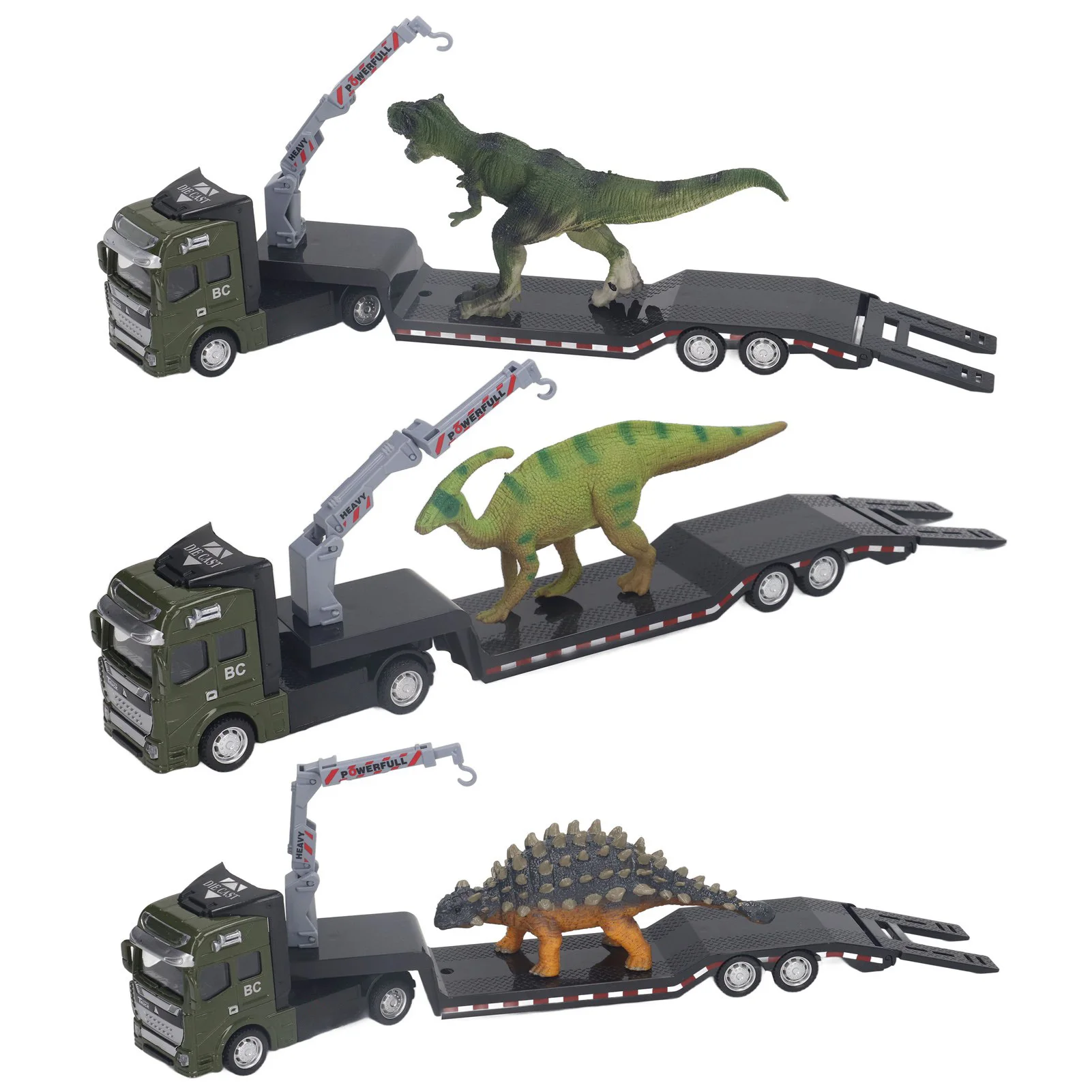 1:50 Dinosaur Transport Trailer Toy Simulation Alloy Dinosaur Truck Model Kids Cognitive Toy Gift For Children