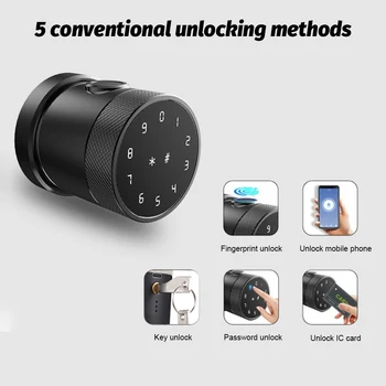 5 IN 1 Unlock Smart Door Lock Keyless Entry Biometric Door Knob with Keypad BT Tuya App Remote Control Password Fingerprint 5
