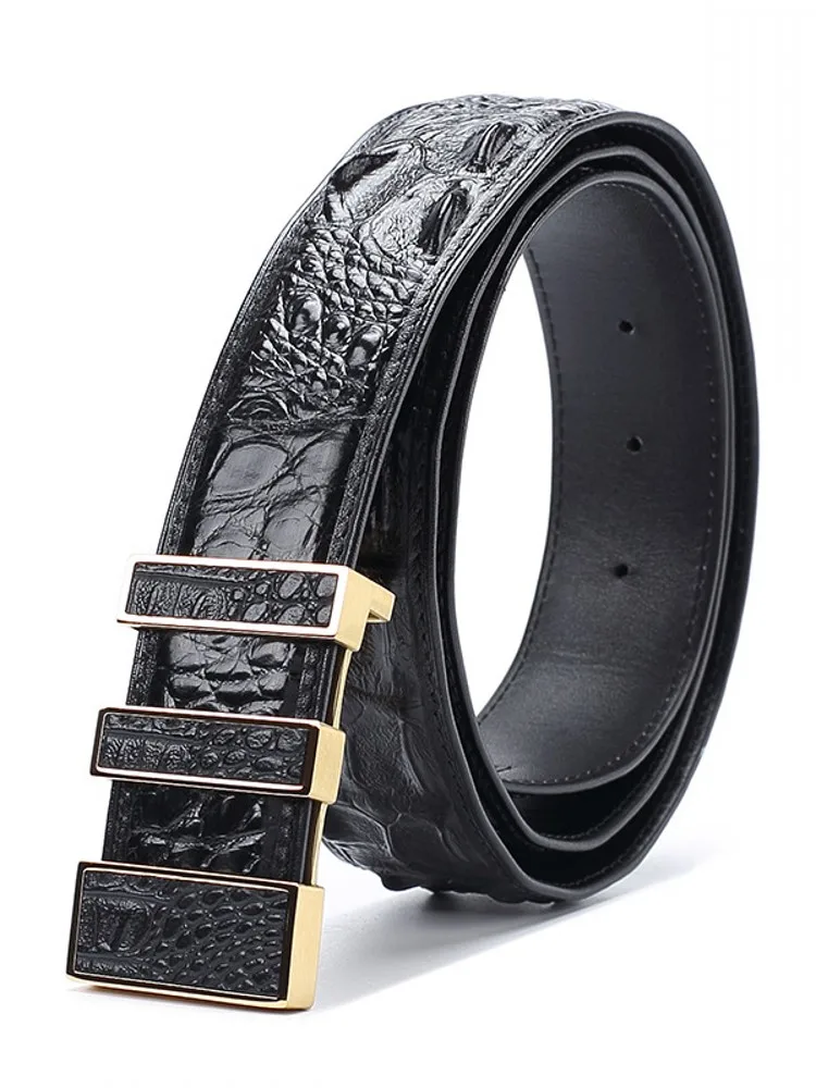 Skins Crocodile Print Leather Belt - 38mm, Gray/Clay/Blue, Golf & Casual Style