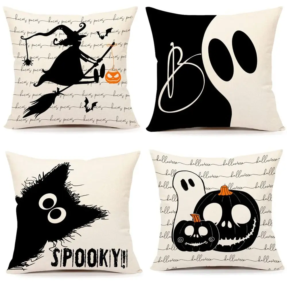 

45cm Bat Halloween Pillowcase Universal Ghost Wizard Cartoon Cushion Cover Pumpkin Linen Pillow Case Home Decorative