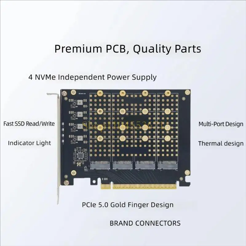 금속 열 분산기와 안정적인 전력을 갖춘 베스트셀러 4 포트 M.2 스토리지 PCIe X16 확장 보드