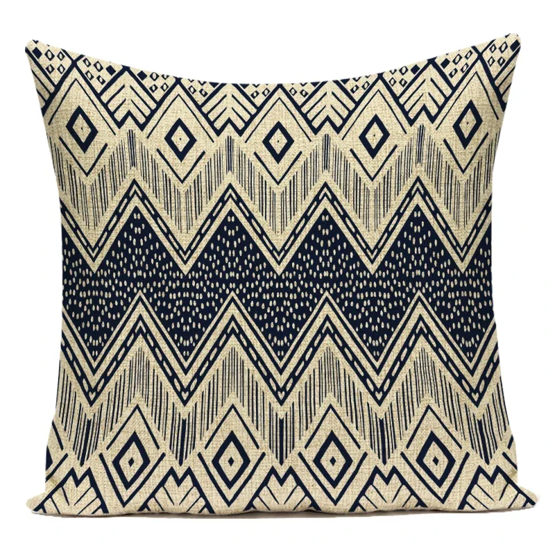 Vintage Boho Geometric Cotton Linen Decorative Throw Pillow Cover