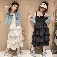 Robe longue d'été à bretelles pour filles, style superposé, mode enfant, pour fête d'anniversaire, nouvelle collection, vêtements décontractés pour adolescentes 1