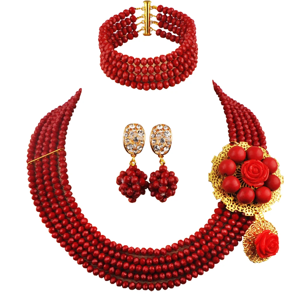 Непрозрачное красное африканское ожерелье африканские бусы комплект ювелирных