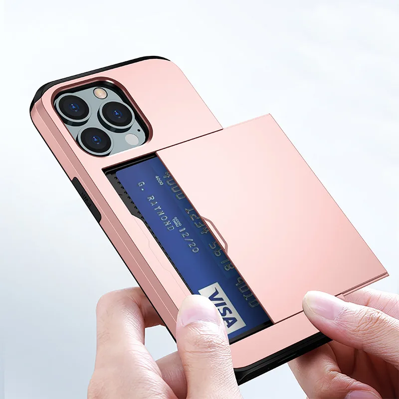 

Applicable to iPhone 14 mobile phone shell Apple 13 slide card two-in-one fall-proof 12Pro wallet protection case XR