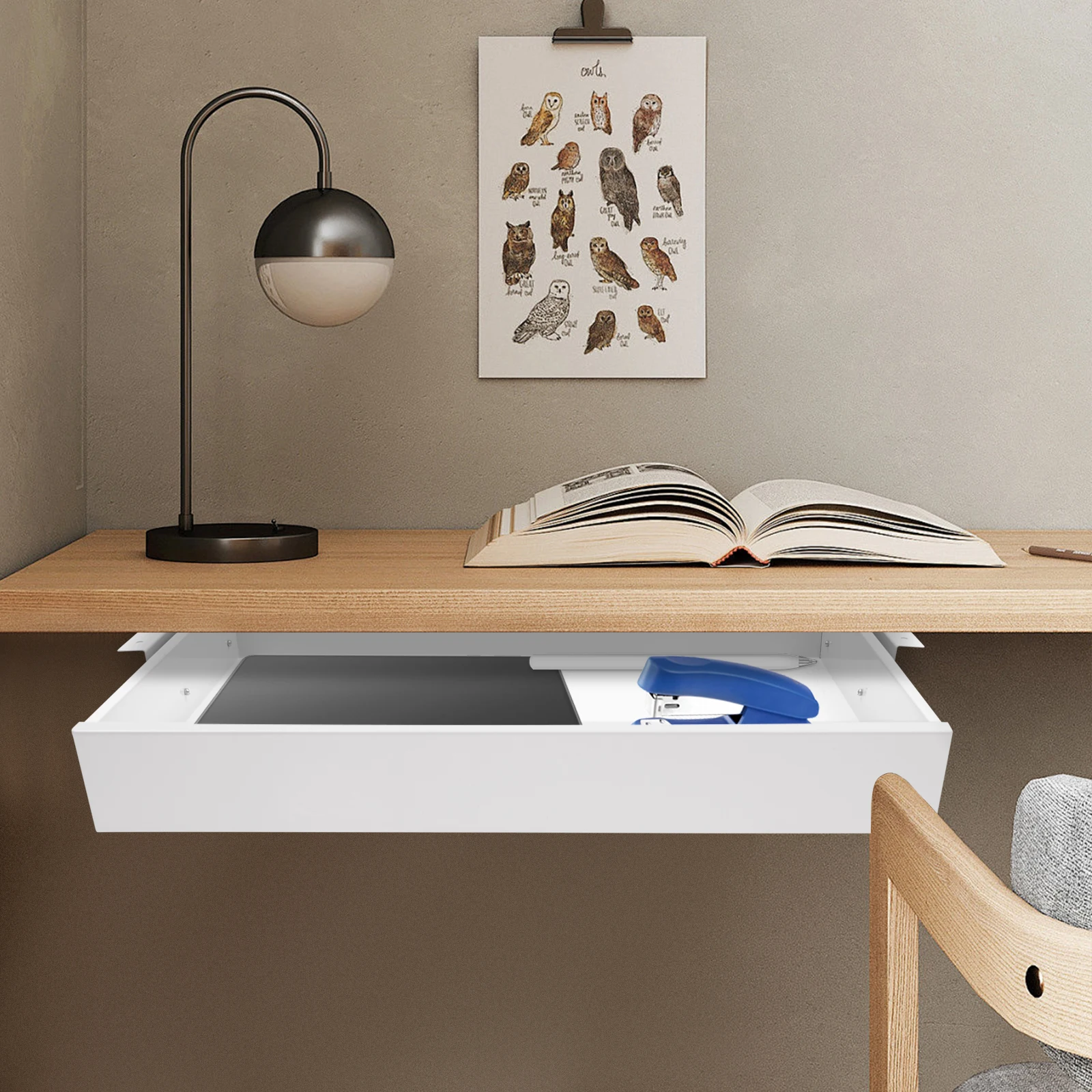 Office Keyboard Drawer Stand Slide Pull Out Adjustable Bracket Trays Slide-out Platform Slider under Desk white