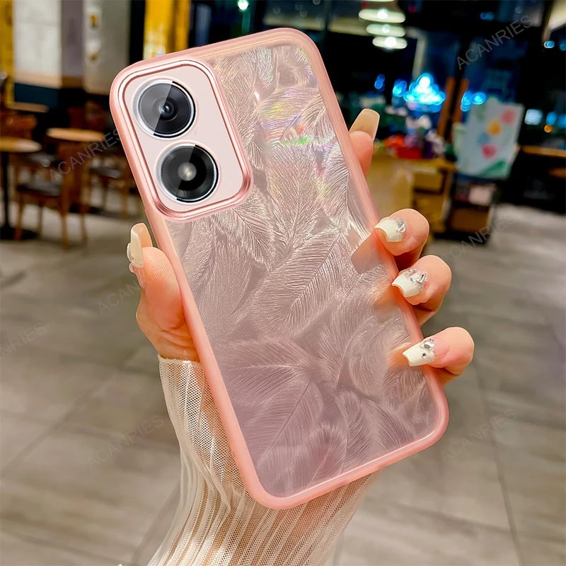 Glitter Feather Pattern Silicone Soft Phone Case