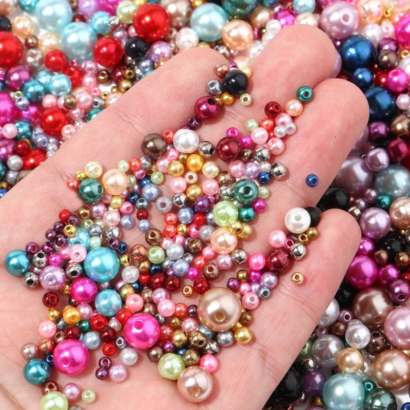 144PCS 3-8mm Resin Beads for Jewelry Making DIY Craft Beads for Accessories Making