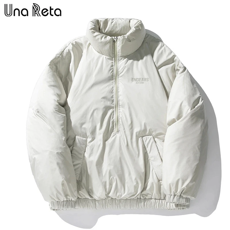 

Мужская стеганая куртка Una Reta, 2023, зимняя парка Harajuku, мужская одежда в стиле хип-хоп, хлопковая куртка унисекс на молнии, уличная одежда