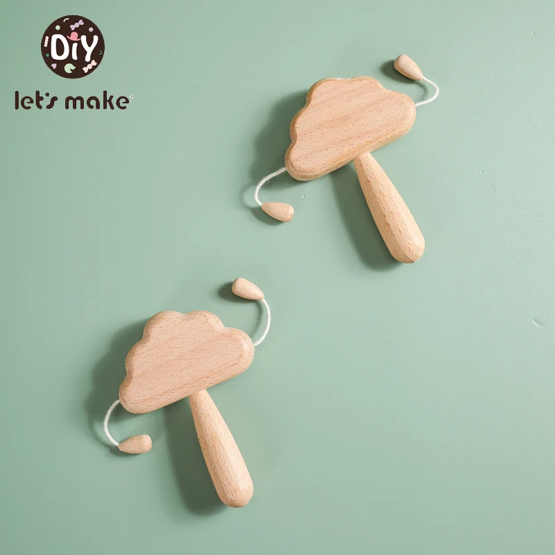 Baby High Quality Wooden Rattle Toy Nordic Style Cartoon Cloud